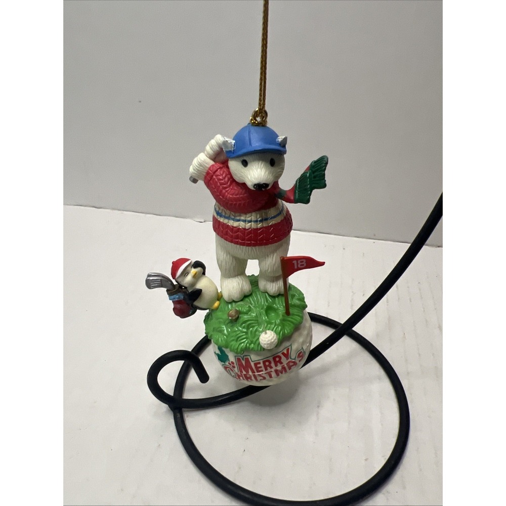 Mistletoe Magic collection ornament Bear Golfing penguin golf ball Christmas